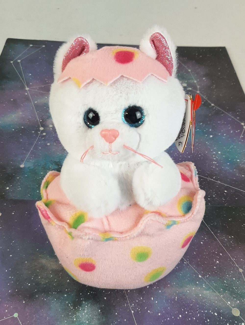 🛍Ty Beanie Boos 2024 GIGGLES the Cat in Easter Egg 6" Beanbag Plush Toy